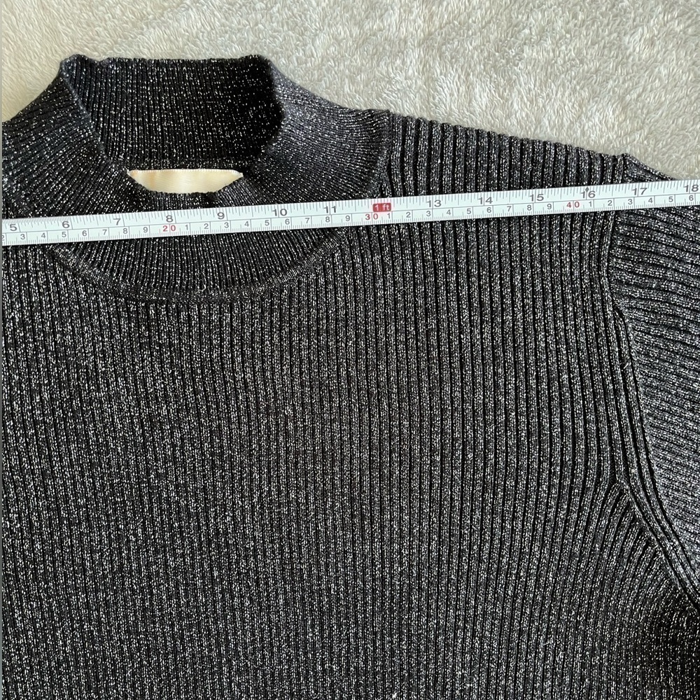 SUSAN Graver Vintage Black Multi Shimmer Mock Neck Short Sleeve Sweater Size 1X - Picture 3 of 6